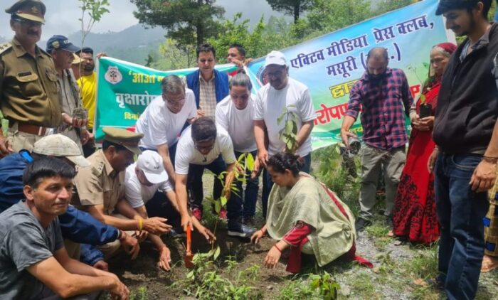हरेला कार्यक्रम से एक रात पहले एक्टिव मीडिया प्रेस क्लब द्वारा वृक्षारोपण किया गया।