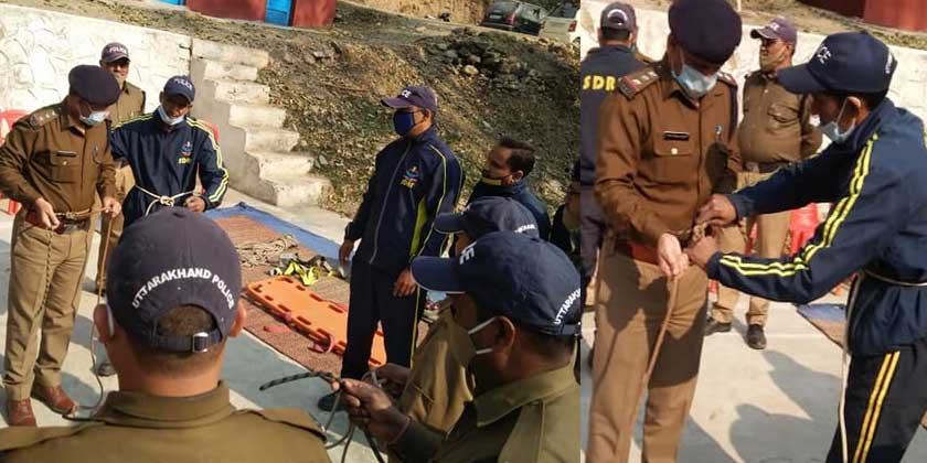 SDRF द्वारा कीर्तिनगर देवप्रयाग पुलिस को दिया आपदा नियंत्रण से बचाव कार्यकुशलता बढाने हेतु प्रशिक्षण