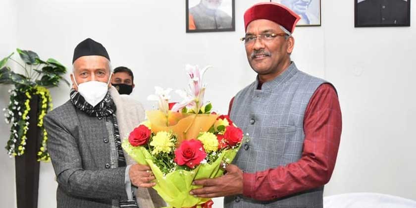 महाराष्ट्र के राज्यपाल श्री भगत सिंह कोश्यारी ने गुरूवार को मुख्यमंत्री श्री त्रिवेन्द्र सिंह रावत से मुख्यमंत्री आवास में भेंट की
