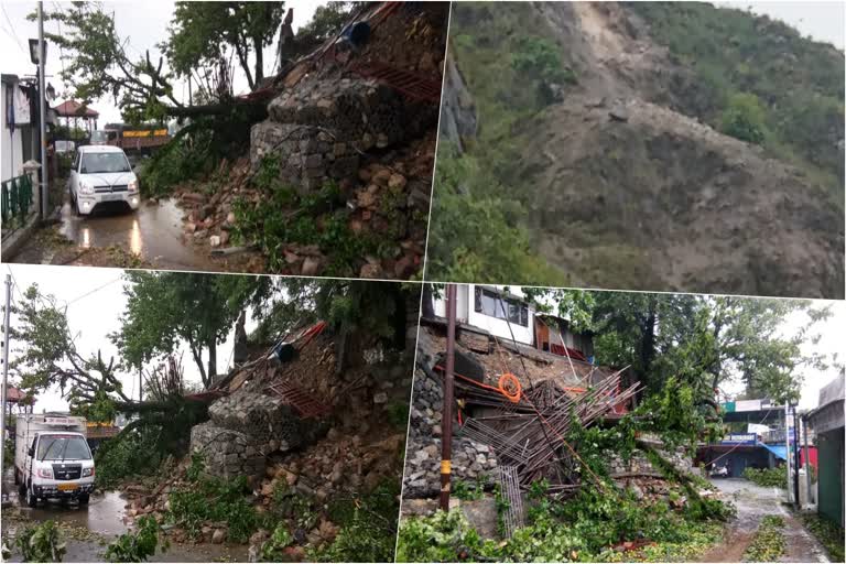 उत्तराखंड मसूरी : बारिश से जनजीवन अस्त -व्यस्त मसूरी में , मलबा आने से सड़क बाधित
