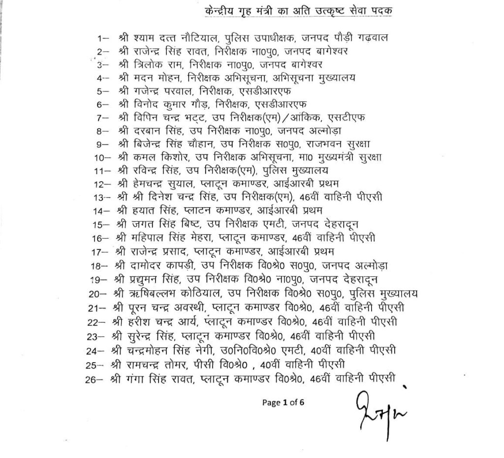 उत्तराखंड न्यूज़ : 151 पुलिसकर्मियों को अति उत्कृष्ट और उत्कृष्ट सेवा पदकों से किया जाएगा सम्मानित, देखें लिस्ट