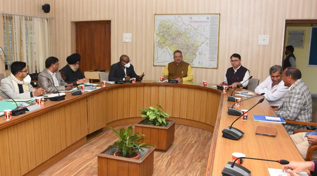 Minister Joshi holding a meeting with officials at FRDC located in the Secretariat complex