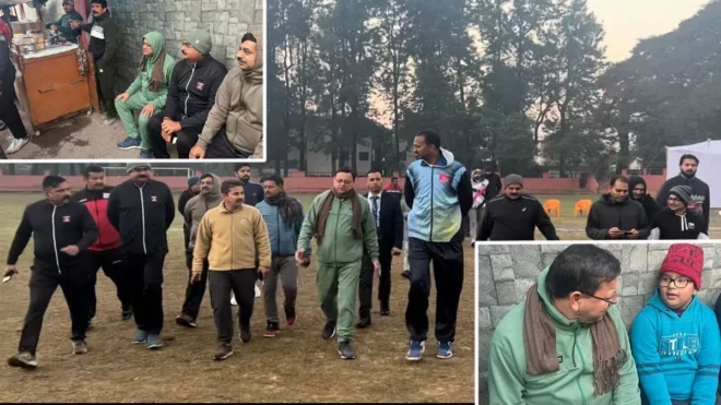 सुबह-सुबह खिलाड़ी अभ्यास कर रहे थे, सीएम पुष्कर सिंह धामी अचानक पहुंचे, चाय की दुकान पर चाय पी