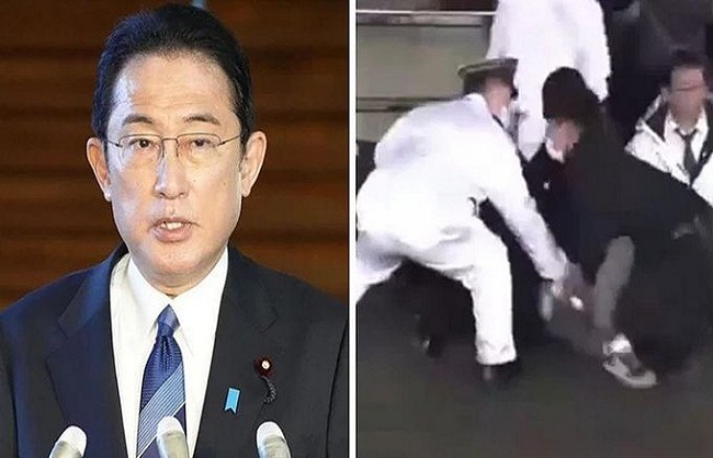 जापान के प्रधानमंत्री फुमियो किशिदा के भाषण के दौरान उन पर फेंका गया पाइप बम ,विस्फोट में बाल-बाल बचे