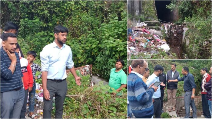 एसडीएम ने प्राकृतिक नाले का निरीक्षण कर अधिकारियों को सफाई के निर्देश दिए