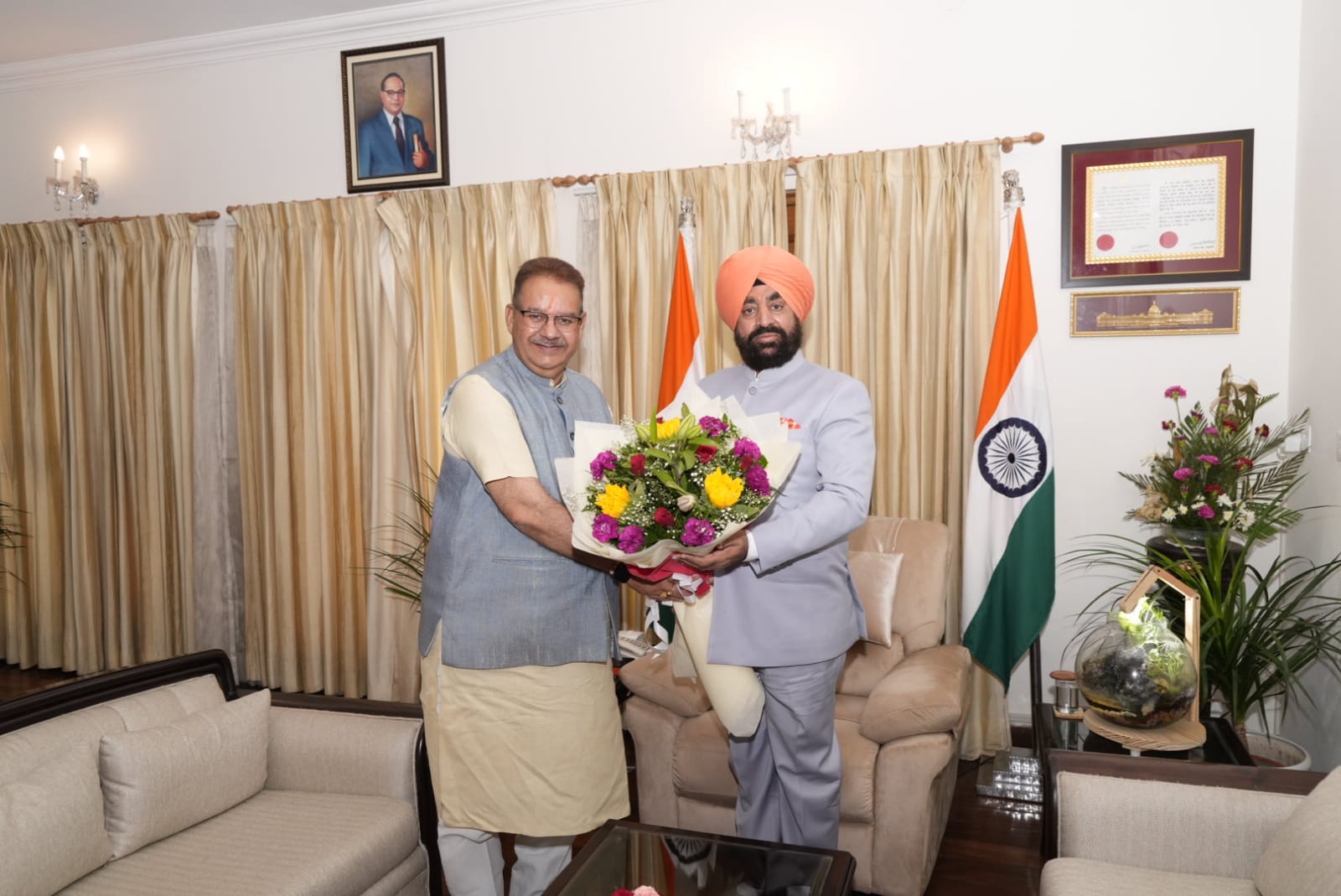 Minister Ganesh Joshi with the Governor