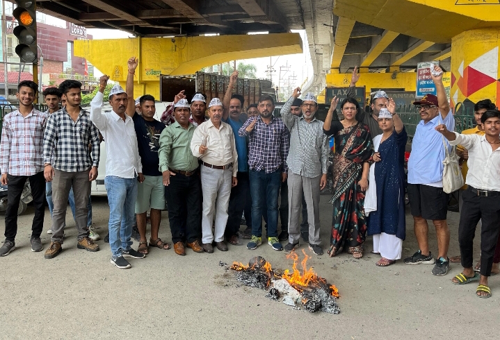AAP burns effigy of government over increasing dengue outbreak and government's failure