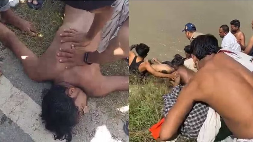 Pilgrim started drowning in Ganganahar, police personnel saved his life