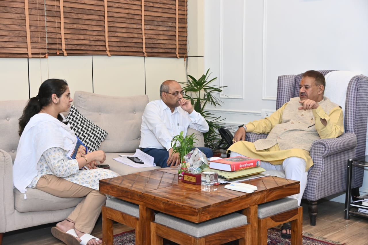 Minister Ganesh Joshi reviewing the Rural Development Department in the camp office.
