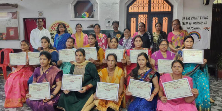 Certificates distributed to women taking self-employment training