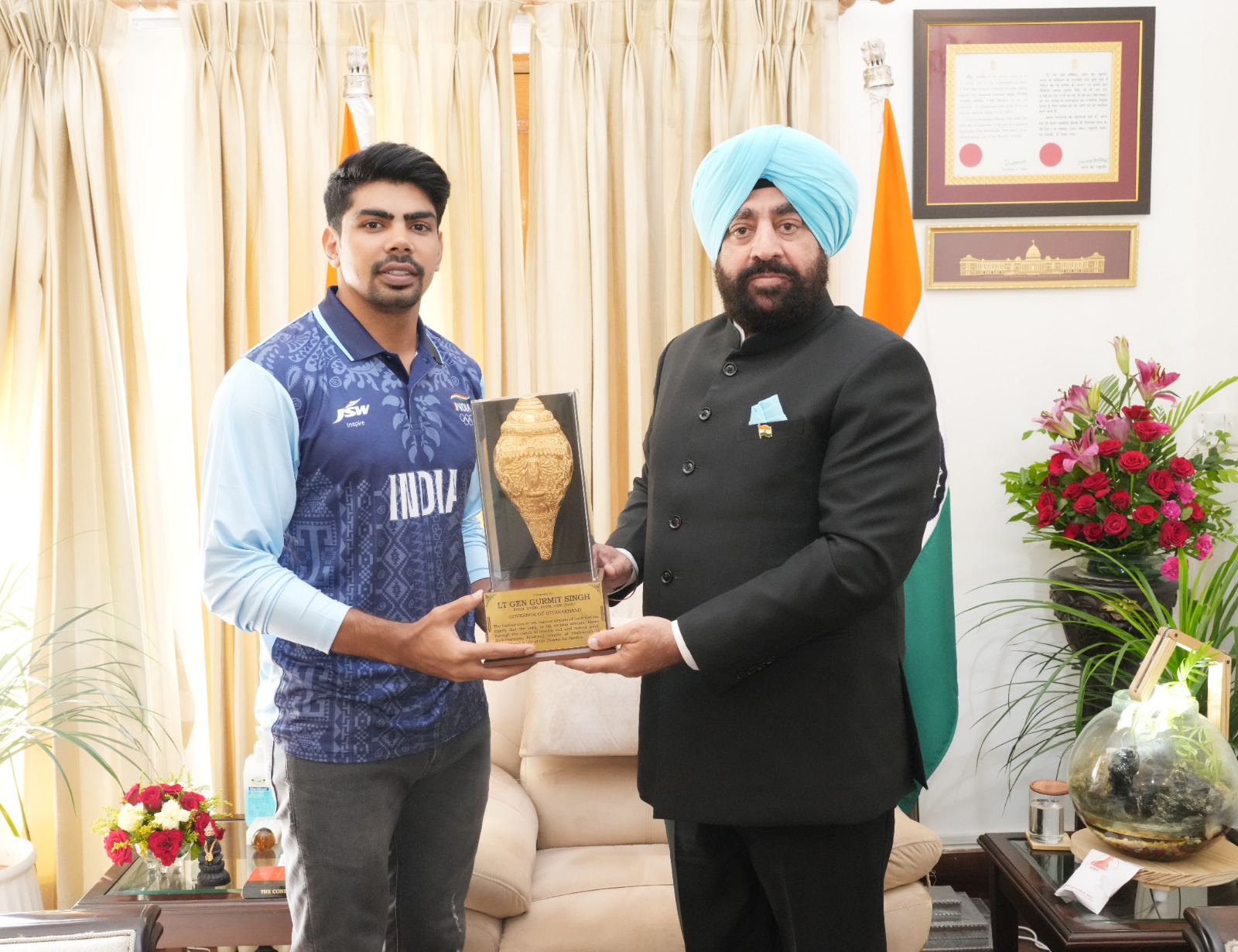 Indian Kabaddi team captain Pawan Sehrawat met the Governor
