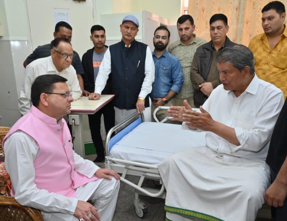 Dhami met hospitalized Harish Rawat as soon as he returned from Chennai.