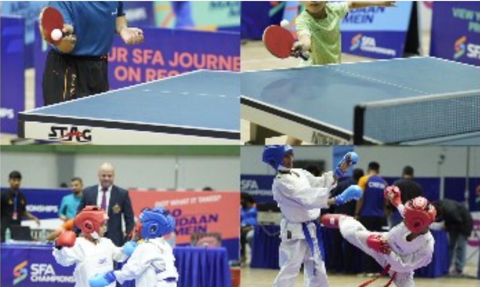 Table tennis rally and karate punches were organized on the tenth day of SFA Championship in Dehradun.