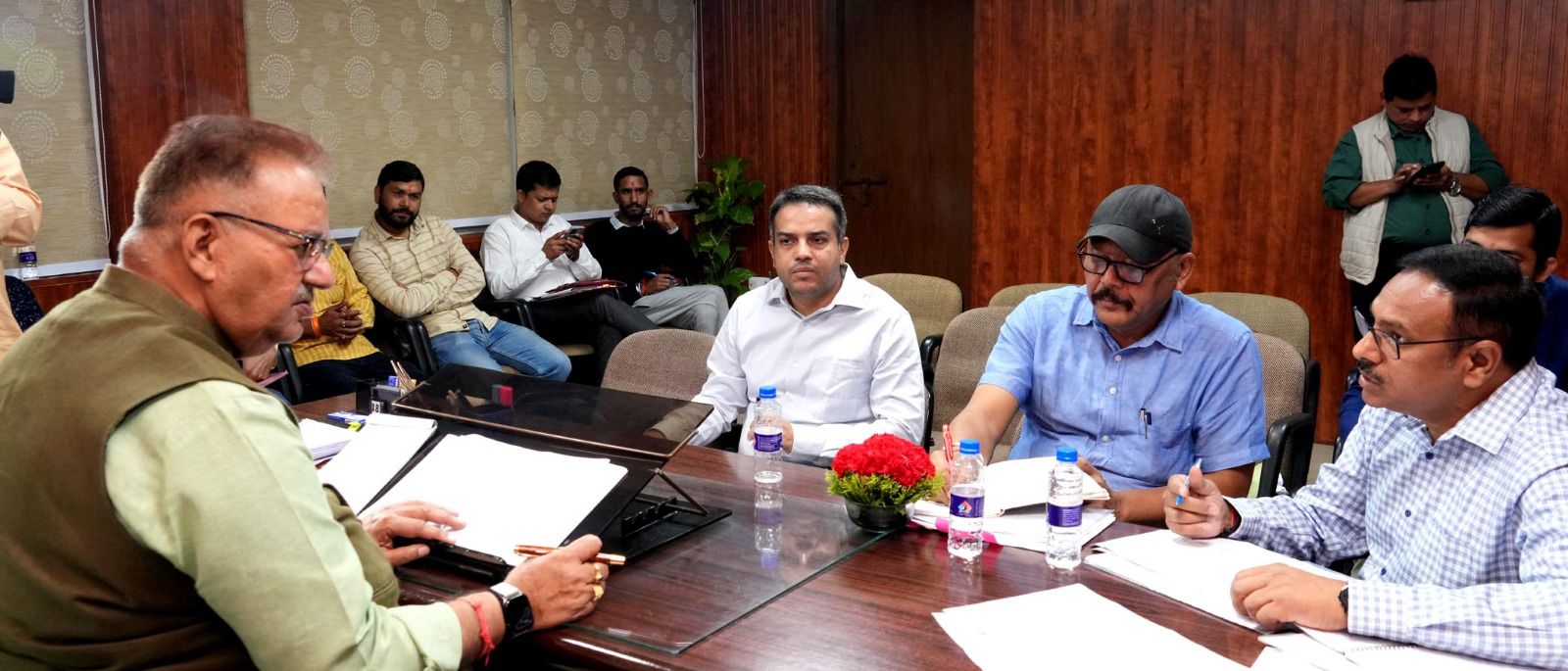 Cabinet Minister Ganesh Joshi held a review meeting with officials regarding the condition of roads.
