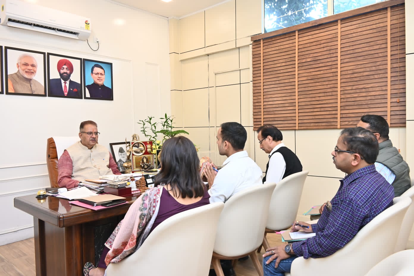 Minister Ganesh Joshi holding a meeting regarding the three-day fair to be organized by the Horticulture Council in the month of November.