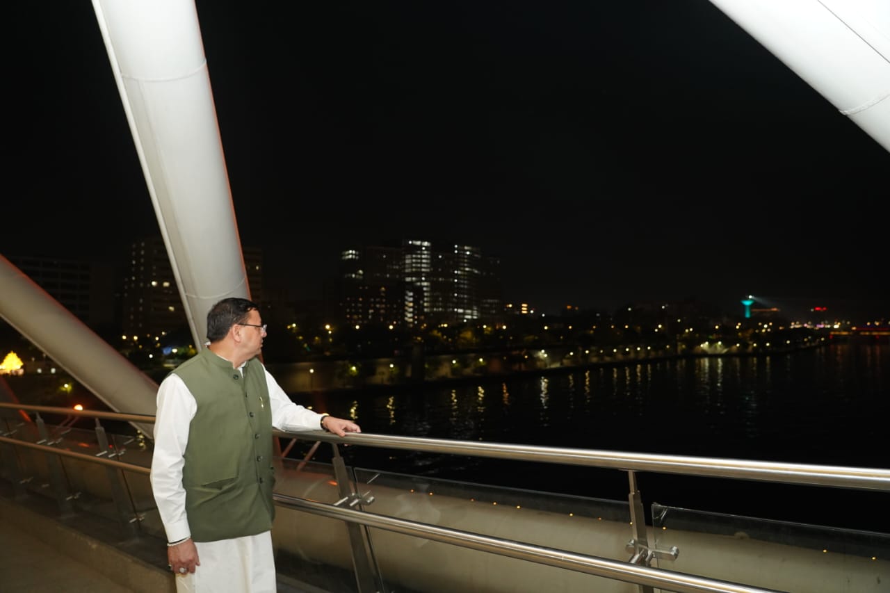 Chief Minister Pushkar Singh Dhami visited Atal Foot Over Bridge located in Ahmedabad