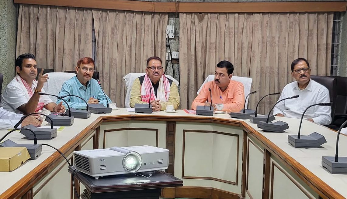 Minister Ganesh Joshi meeting with officials of Assam State Agricultural Marketing Board in Guwahati.