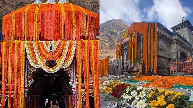 Badrinath and Kedarnath Dham decorated with flowers on Diwali