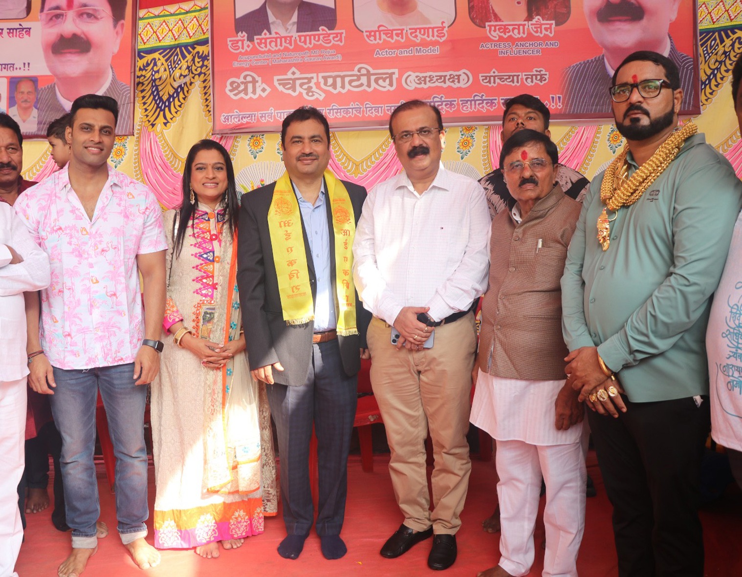 Ekta Jain, Sachin Danai, and Dr. Santosh Pandey came for Ekvira Mata Palki Yatra of Diva Koliwada.