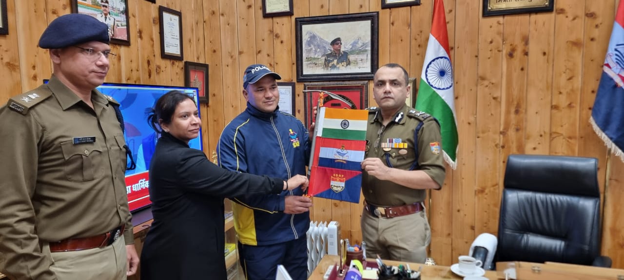 DGP flags off constable Rajendra Nath for climbing Mount Aconcagua, the highest peak of South America.
