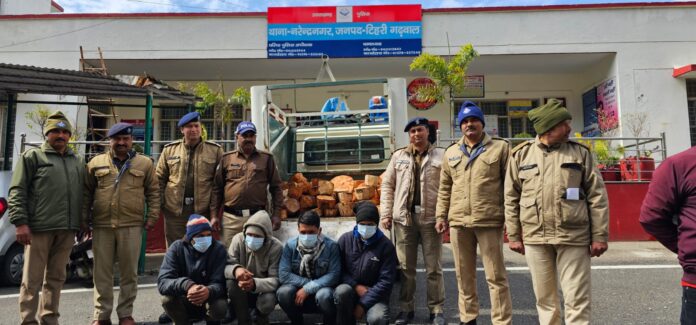 Four arrested with banned wood worth lakhs