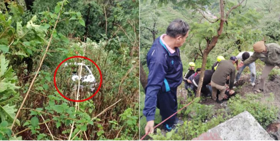A car went out of control and fell into a deep ditch near Bhatta village on Mussoorie-Dehradun road.
