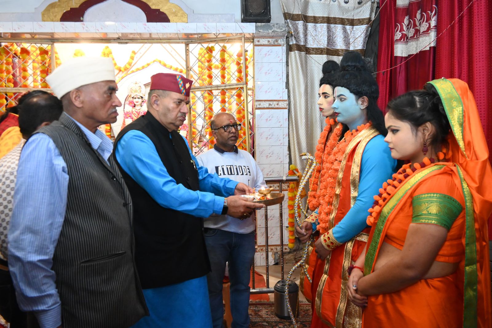 Cabinet Minister Ganesh Joshi in the procession organized on the occasion of Vijayadashami at Sanatan Dharma Temple.