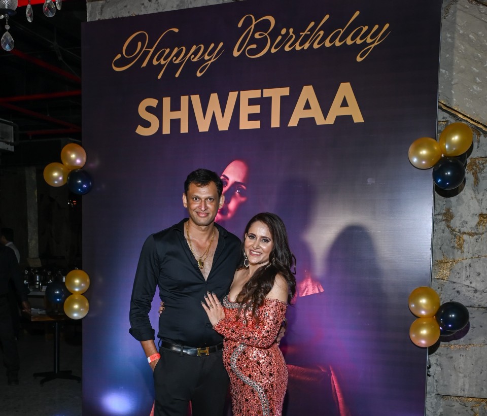 Actress Shweta Khanduri Black Dress Golden Dreams Birthday Celebration
